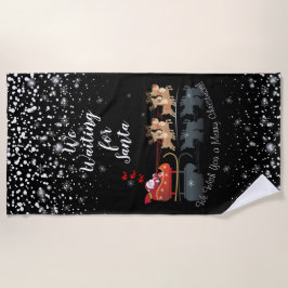 サンタ・ホを待ってる！ホー！ホー！ウィンターホリデー ビーチタオル