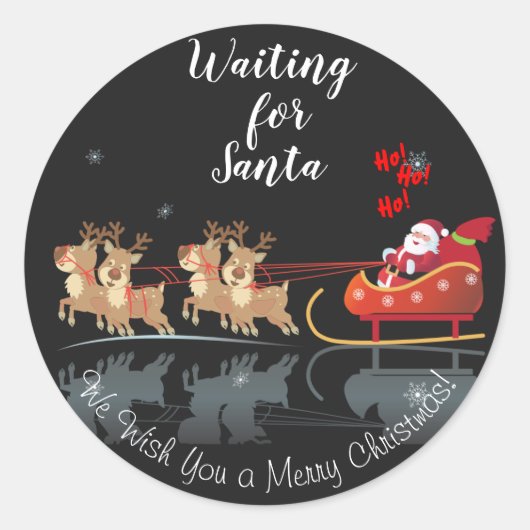 サンタ・ホを待ってる！ホー！ホー！ウィンターホリデー ラウンドシール (正面)