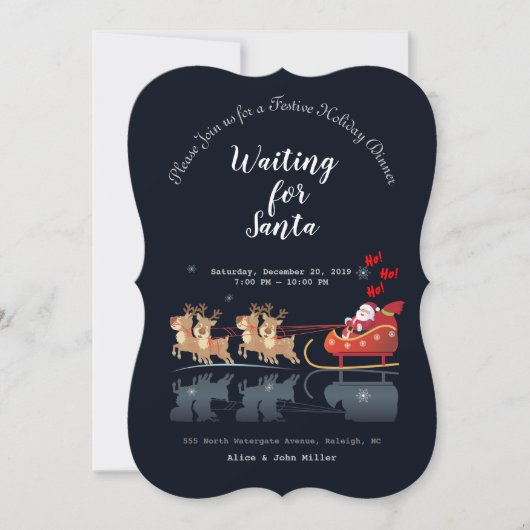 サンタ・ホを待ってる!ホー!ホー!ウィンターホリデー 招待状 (正面)