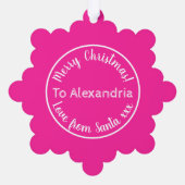 サンタ・ホットピンクパーソナライズされたのクリスマスラブ オーナメントカード (裏面)