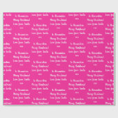 サンタ・ホットピンクパーソナライズされたのクリスマスラブ ラッピングペーパー (フラット)