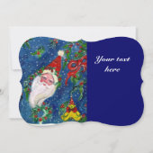 サンタ、ホリベリー、クラウン、クリスマスパーティーレッドブルー 招待状 (裏面)