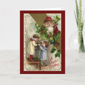 サンタ&ホリーの子どもたち喜ぶクリスマスヴィンテージ シーズンカード (正面)