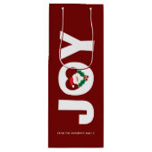 サンタ＆ホリーベリーのクリスマスジョイタイポグラフィ ワインギフトバッグ (正面)