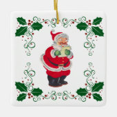 サンタ&ホリーホリデークリスマス セラミックオーナメント (正面)