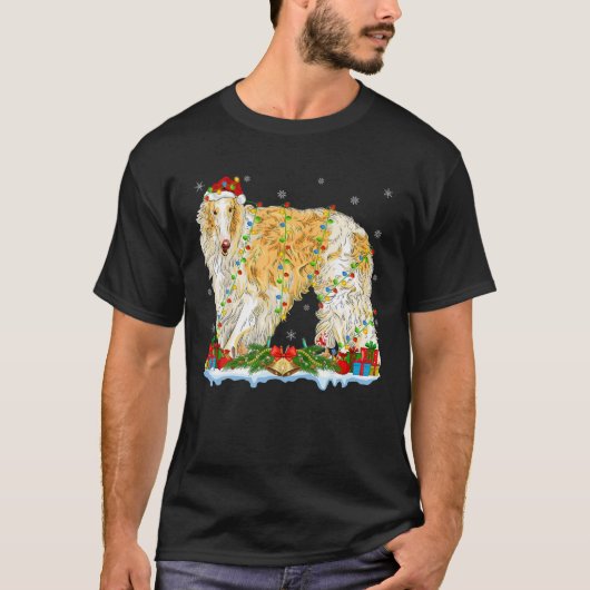 サンタ・ボルゾイにマッチするボルゾイ犬の恋人の家族 Tシャツ (正面)