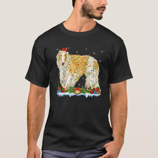 サンタ・ボルゾイにマッチするボルゾイ犬の恋人の家族 Tシャツ (正面)