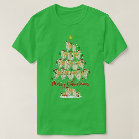 サンタ・ボルゾイにマッチするボルゾイ犬の恋人クリスマスT Tシャツ (デザイン正面)