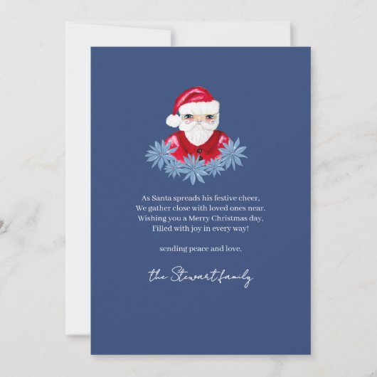 サンタ・ポインセチアのクリスマス詩1枚ミニマル写真 シーズンカード (正面)
