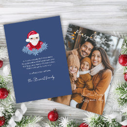 サンタ・ポインセチアのクリスマス詩1枚ミニマル写真 シーズンカード