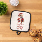 「サンタ・ポーズとゴチャゴチャするな」かわいい犬の恋人 鍋敷き (トップダウン)