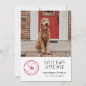 サンタ・ポーズ認定ペットのクリスマスフォトカード シーズンカード (正面)