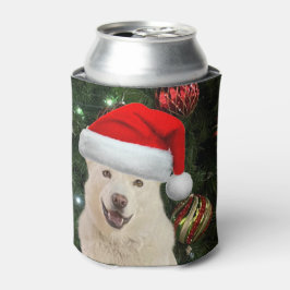 サンタ・ポーズ – クリスタルザハスキードッグクリスマス 缶クーラー