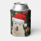 サンタ・ポーズ – クリスタルザハスキードッグクリスマス 缶クーラー (缶裏面)