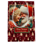 サンタ&ミセスクロースウォーターカラークリスマス抱き枕 ミディアムペーパーバッグ (正面)