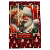 サンタ&ミセスクロースウォーターカラークリスマス抱き枕 ミディアムペーパーバッグ (裏面)