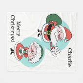 サンタ&ミセスクロースカスタム文字フリースブランケット フリースブランケット (正面(横))