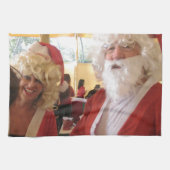 サンタ&ミセスクロースクリスマスお祝い-フェスティバル キッチンタオル (横)