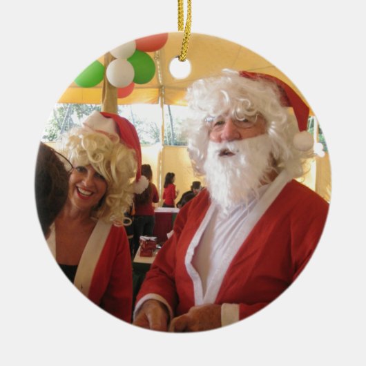 サンタ&ミセスクロースクリスマスお祝い-フェスティバル セラミックオーナメント (正面)