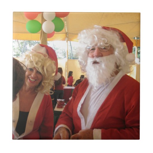 サンタ&ミセスクロースクリスマスお祝い-フェスティバル タイル (正面)