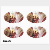 サンタ&ミセスクロースクリスマスお祝い-フェスティバル 楕円形シール (シート)