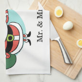 サンタ&ミセスクロース名前をカスタムするキッチンタオル キッチンタオル (四つ折り)