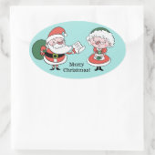 サンタ・ミセス・クロース・ステッカー 楕円形シール (バッグ)