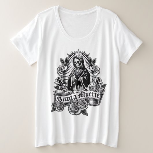 サンタ・ムエルテ プラスサイズTシャツ (デザイン正面)