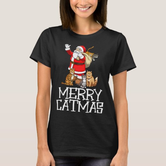 サンタ メオウィー キャットマス メリークリスマス 猫 s tシャツ (正面)