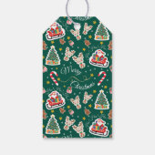 サンタ・メリークリスマスパーソナライズされたグリーン ギフトタグ (裏面)