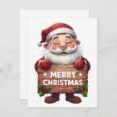 サンタ「メリークリスマス」- フェスティブ ホリデー カード (正面/裏面)