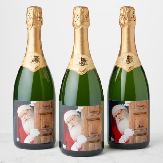 サンタ メリークリスマス 名前 スパークリングワインラベル (ボトル)