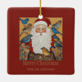 サンタ・メリー・クリスマス・グリーティング セラミックオーナメント (裏面)