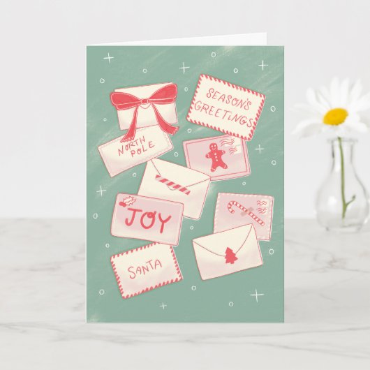 サンタ・メール・シーズンのご挨拶クリスマスカード カード (小さな植物)