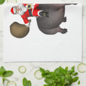 サンタ・ライディング・オン・ヒッポ キッチンタオル (折り畳み)