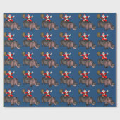 サンタ・ライディング・オン・ヒッポ ラッピングペーパー (フラット)