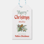 サンタ・ラウンド・ロゼンジの写真からメリークリスマス ギフトタグ (正面)