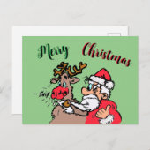 サンタ&ルドルフのメリークリスマスのお客様。ポストカード ポストカード (正面/裏面)