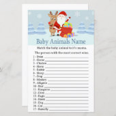 サンタ，ルドルフ赤ちゃん動物名ゲーム赤ちゃんシャワー (正面/裏面)