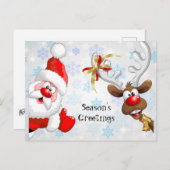 サンタ&ルドルフ・シーズンのご挨拶 ポストカード (正面/裏面)