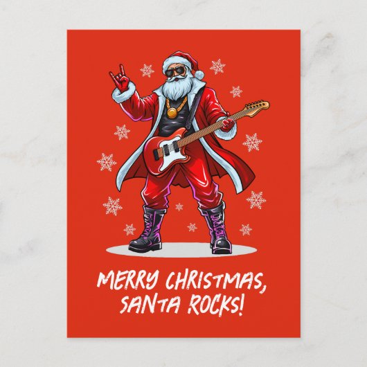 サンタ・ロック!サンタおもしろいクロース遊のギター シーズンポストカード (正面)
