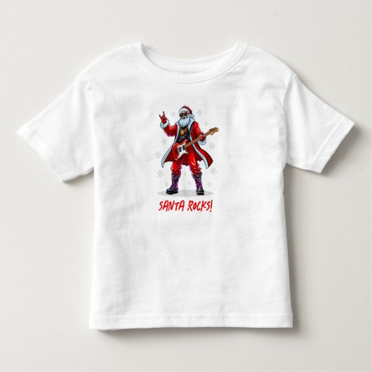 サンタ・ロック!サンタおもしろいクロース遊のギター トドラーTシャツ (正面)