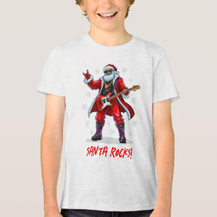 サンタ・ロック!サンタおもしろいクロース遊のギター トライブレンドTシャツ