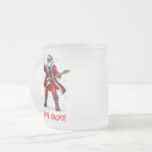 サンタ・ロック!サンタおもしろいクロース遊のギター フロストグラスマグカップ (正面左)