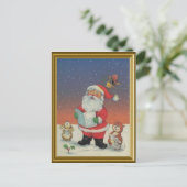 サンタ、動物と一緒にキャロルを歌う シーズンポストカード (スタンド正面)