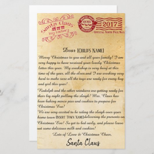 サンタ|北極の手紙からの手紙 便箋 (正面/裏面)