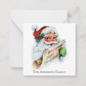 サンタ、名前入りのヴィンテージクリスマスカード ノートカード (正面)