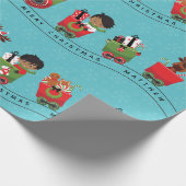 サンタ&多文化の少年が電車に乗る ラッピングペーパー (角)