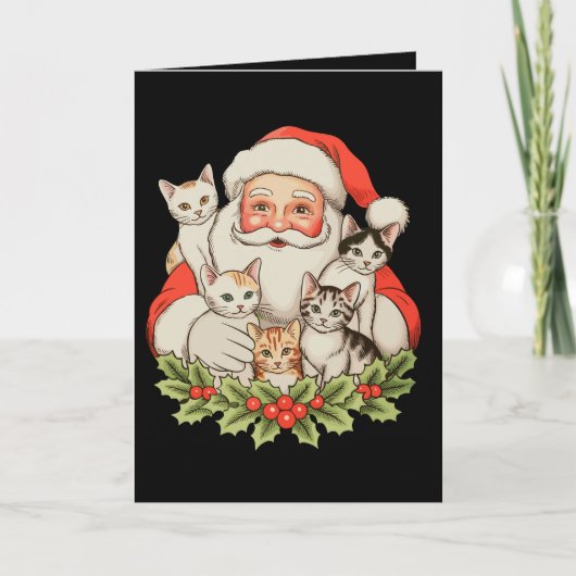 サンタ+子猫+ネコ+クリスマス+Xmas+休日 シーズンカード (正面)
