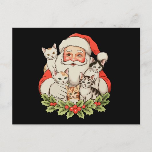 サンタ+子猫+ネコ+クリスマス+Xmas+休日 シーズンポストカード (正面)